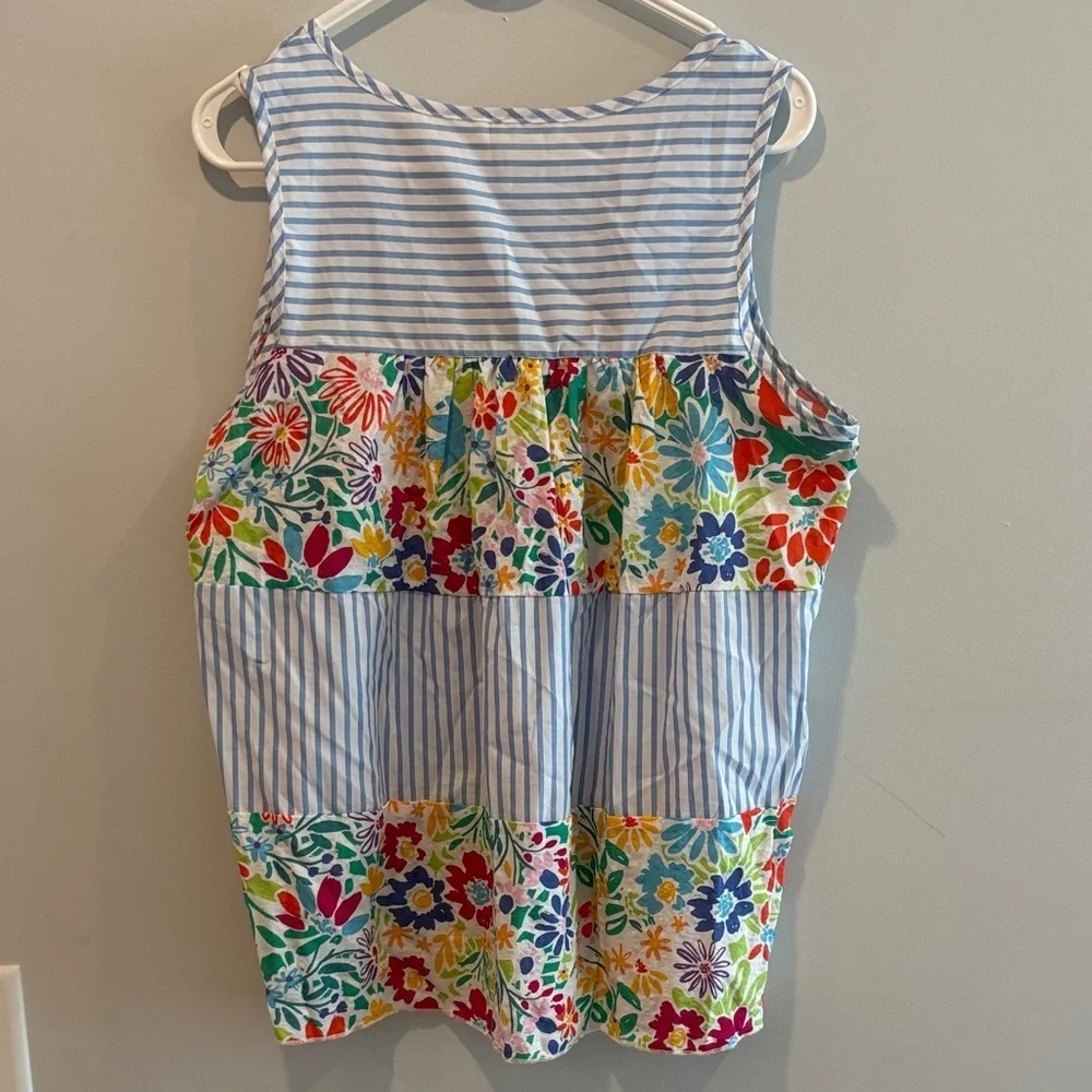 Vibrant Floral Striped Tank Top